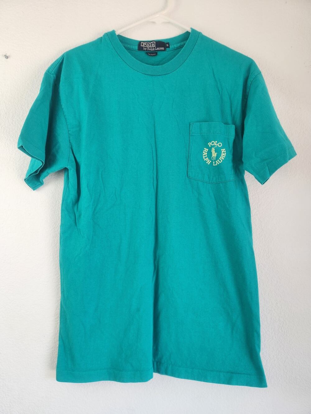 Vintage Polo Ralph Lauren T-Shirt Short Sleeve Men Small Blue/Green Pocket